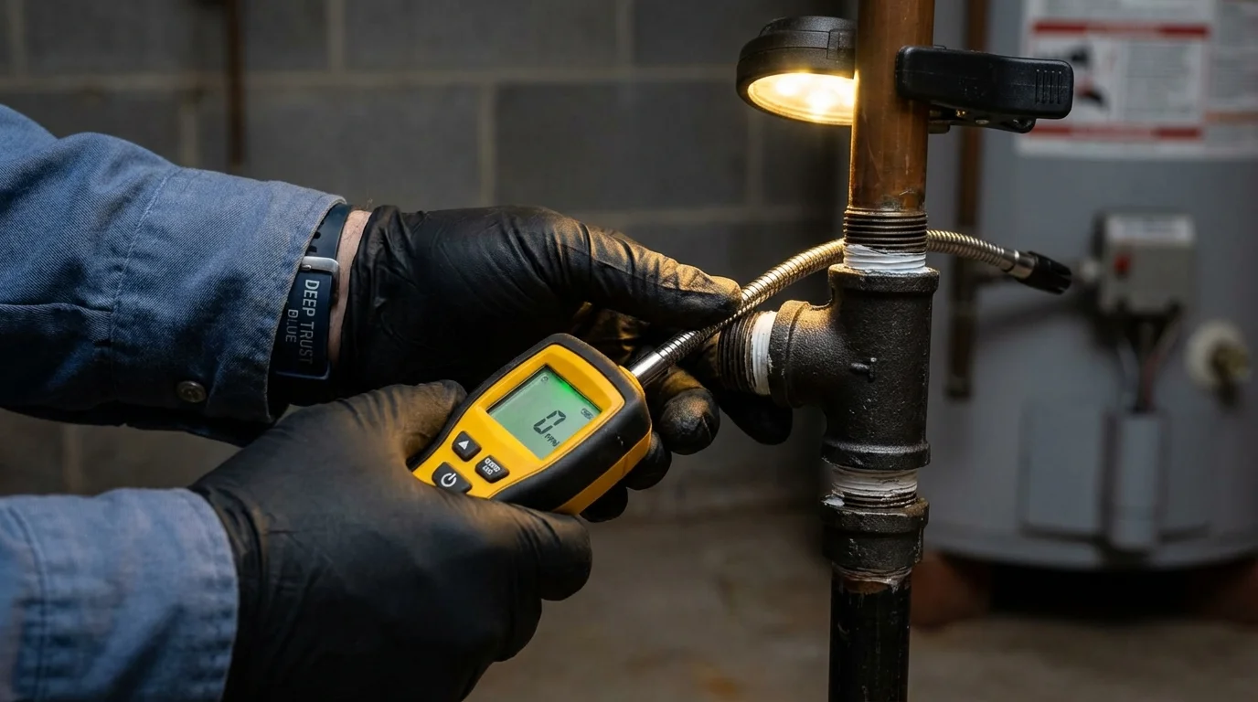 Gas leak detection with electronic sniffer by Johns Plumbing LLC in Wilsonville