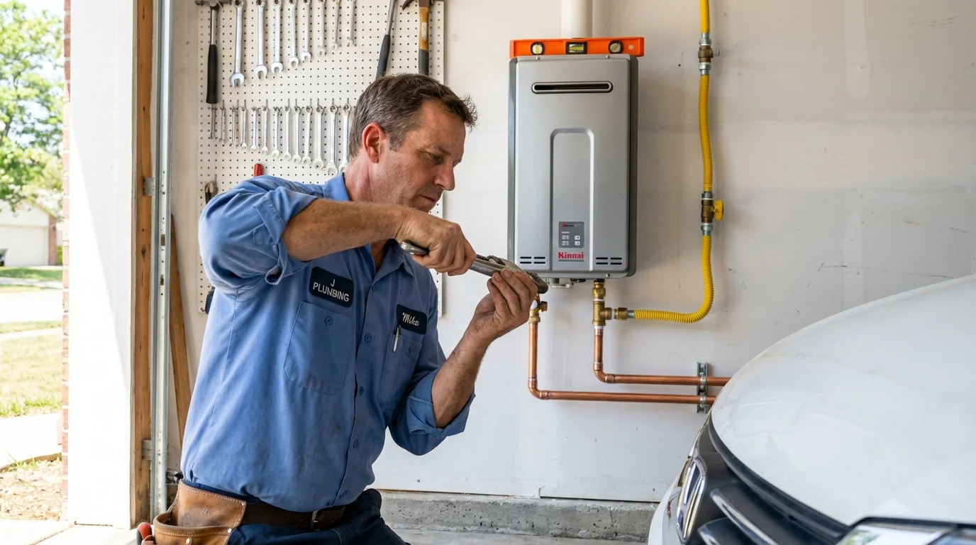 Tankless water heater installation by a Johns Plumbing LLC plumber in Wilsonville